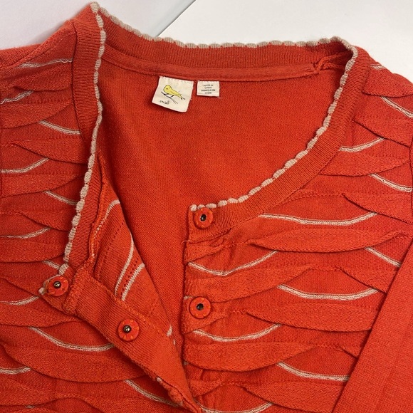 Anthropologie Winter Waves Yellow Bird Cardigan Sweater size small - Picture 2 of 9